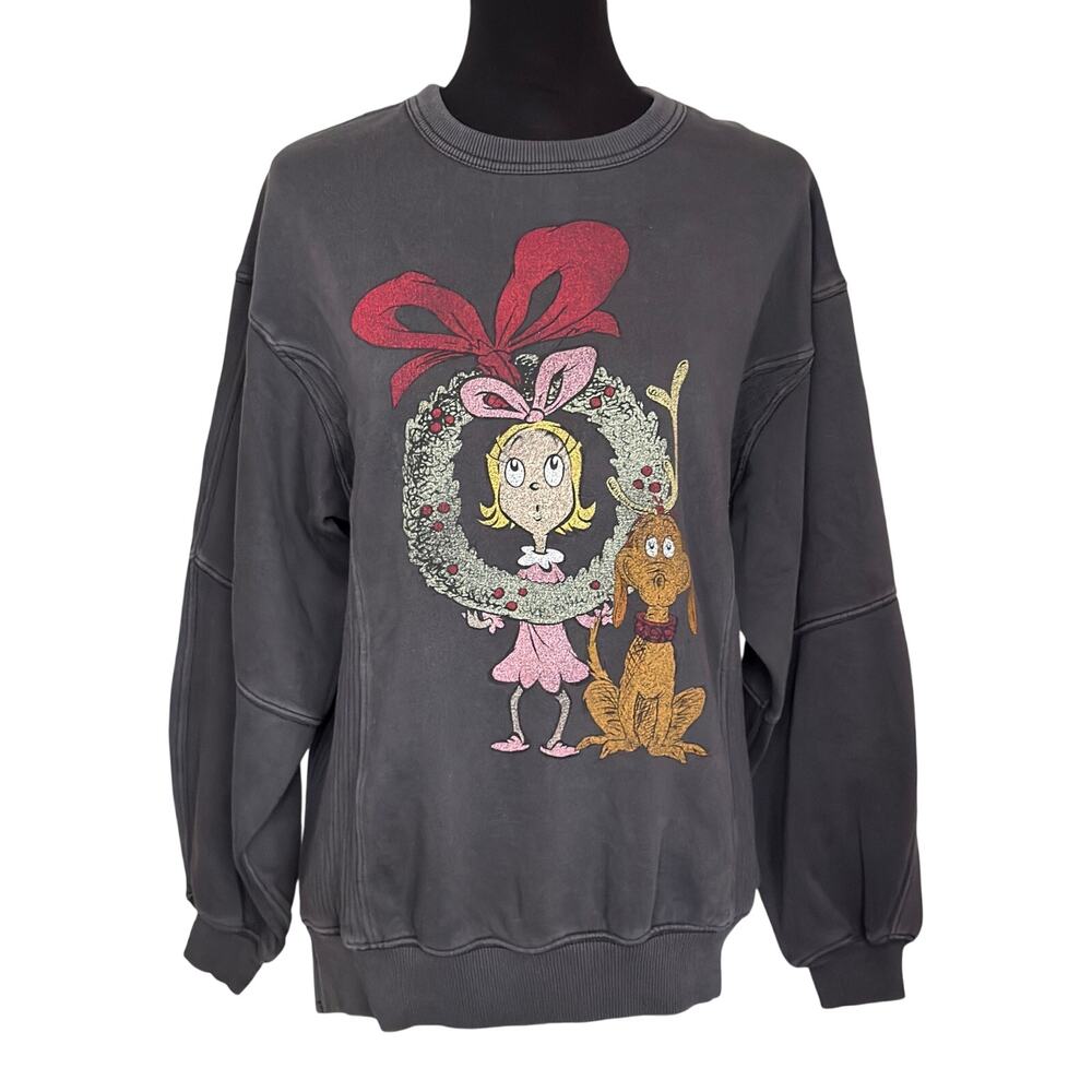 Aerie Cindy Lou Who Grinch Christmas Tres Chic Oversized Sweatshirt XXS NEW